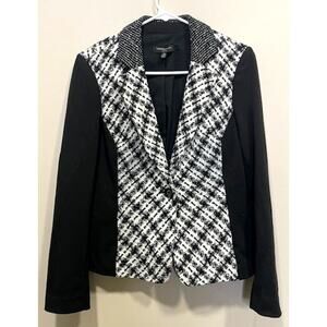 Rafealla Studio Black White Winter Blazer Sparkle Single Button Women's Sz 8P